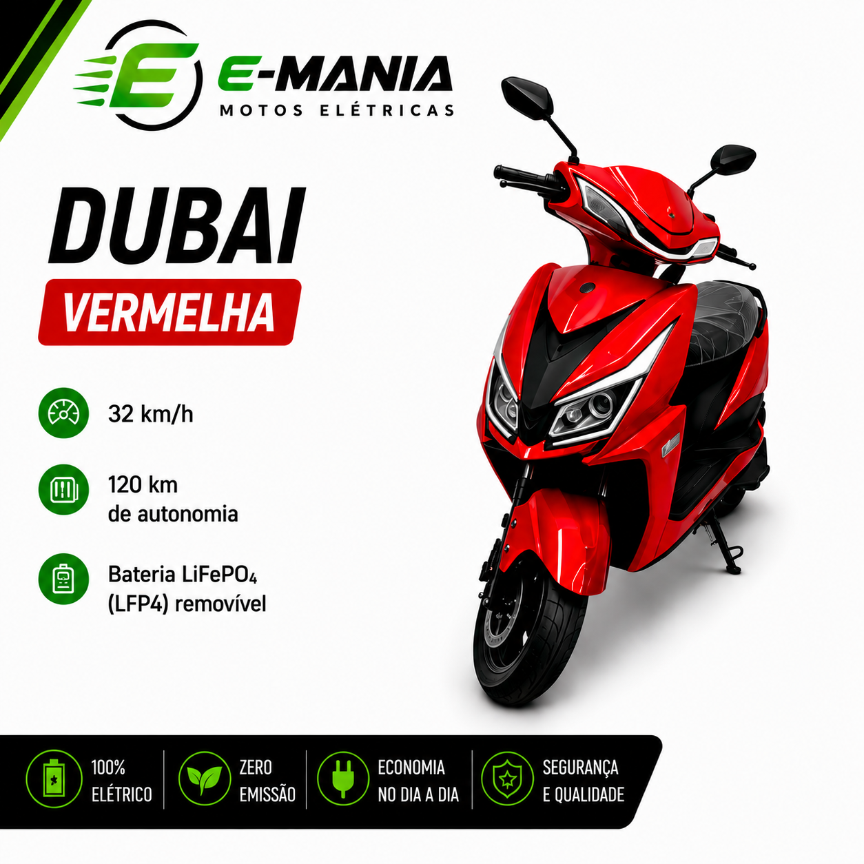 Scooter Elétrica Dubai Vermelha
