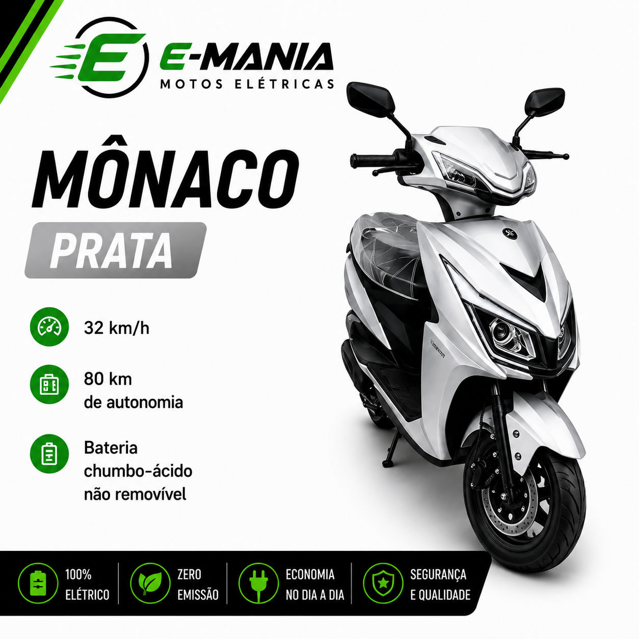 Scooter Elétrica Mônaco Prata