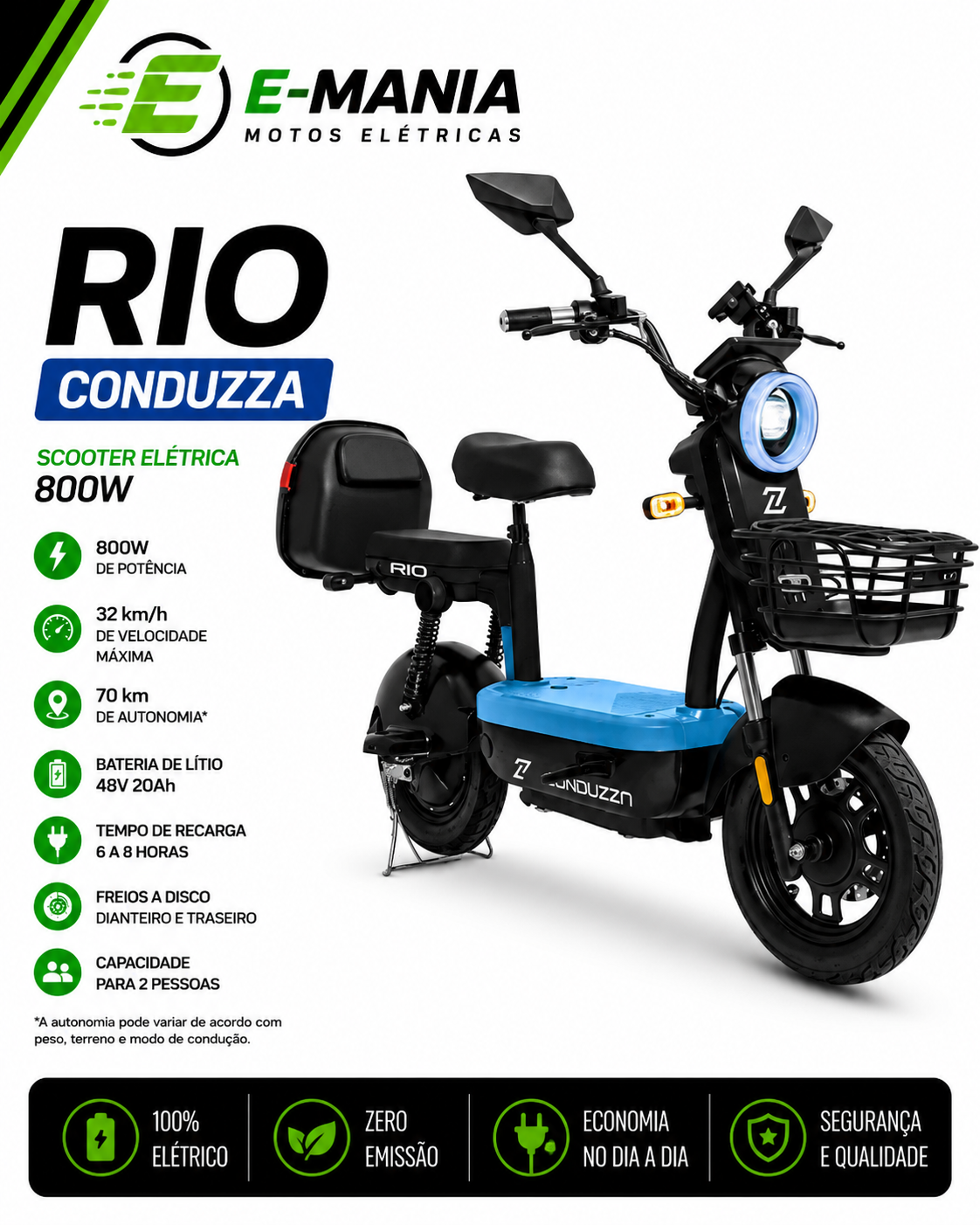 Scooter Elétrica Rio Conduzza 800W